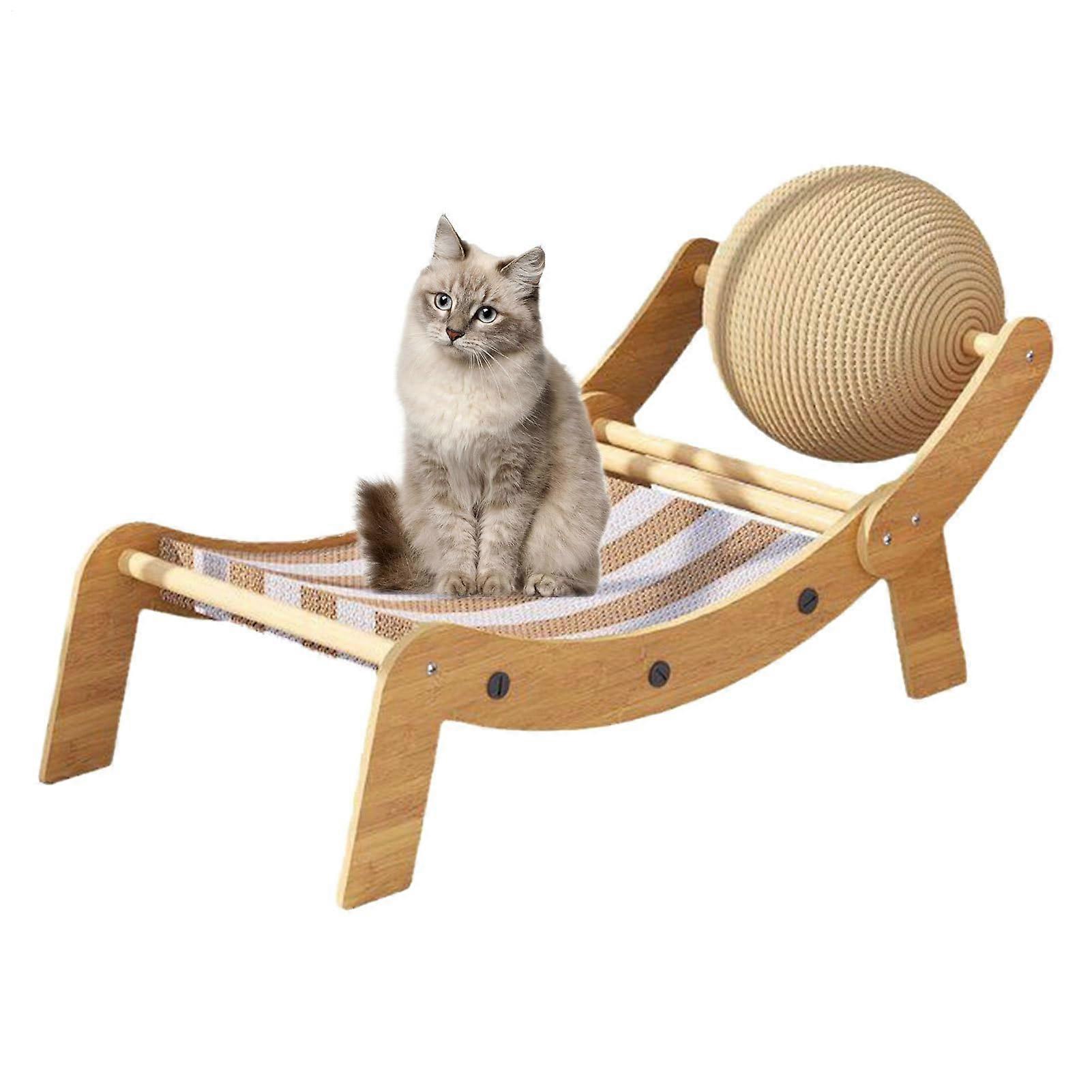 All-in Scratching Lounger for Cats - Durable Scratching Board with Play Ball, Plush Material, Easy Assembly, Stress Relief Toy