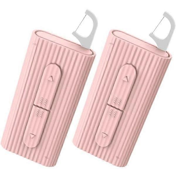 2-pack portable floss case, holds 10 floss picks, dispenser for teeth cleaning.