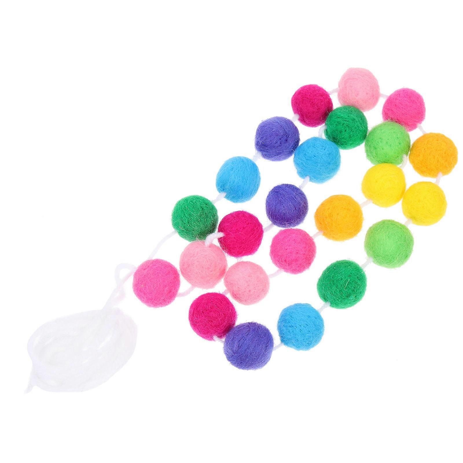 Assorted Color Wool Felt Pom Pom Garland for Home Decoration with Lovely Design and Festive Atmosphere 3.5m