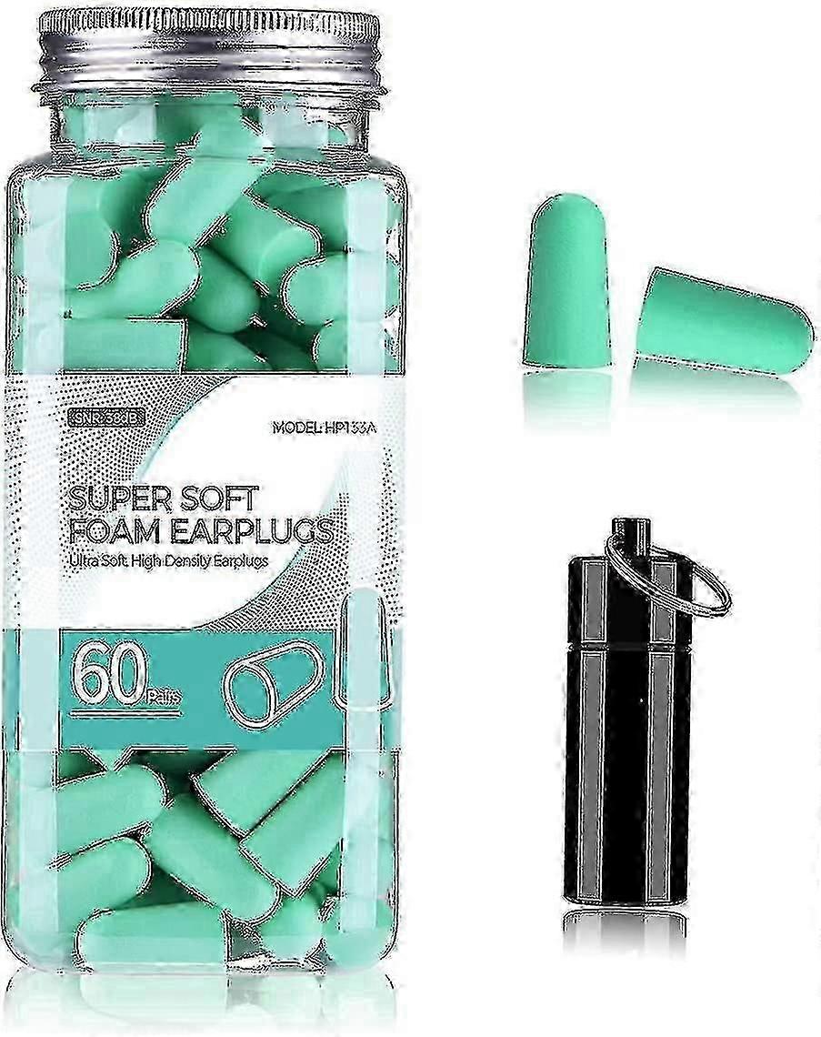 Super Soft Foam Earplugs, 38db Highest Snr, 60 Pairs, One Size Fits Virtually Every Wearer Comfortable For Sleeping GuanGuan