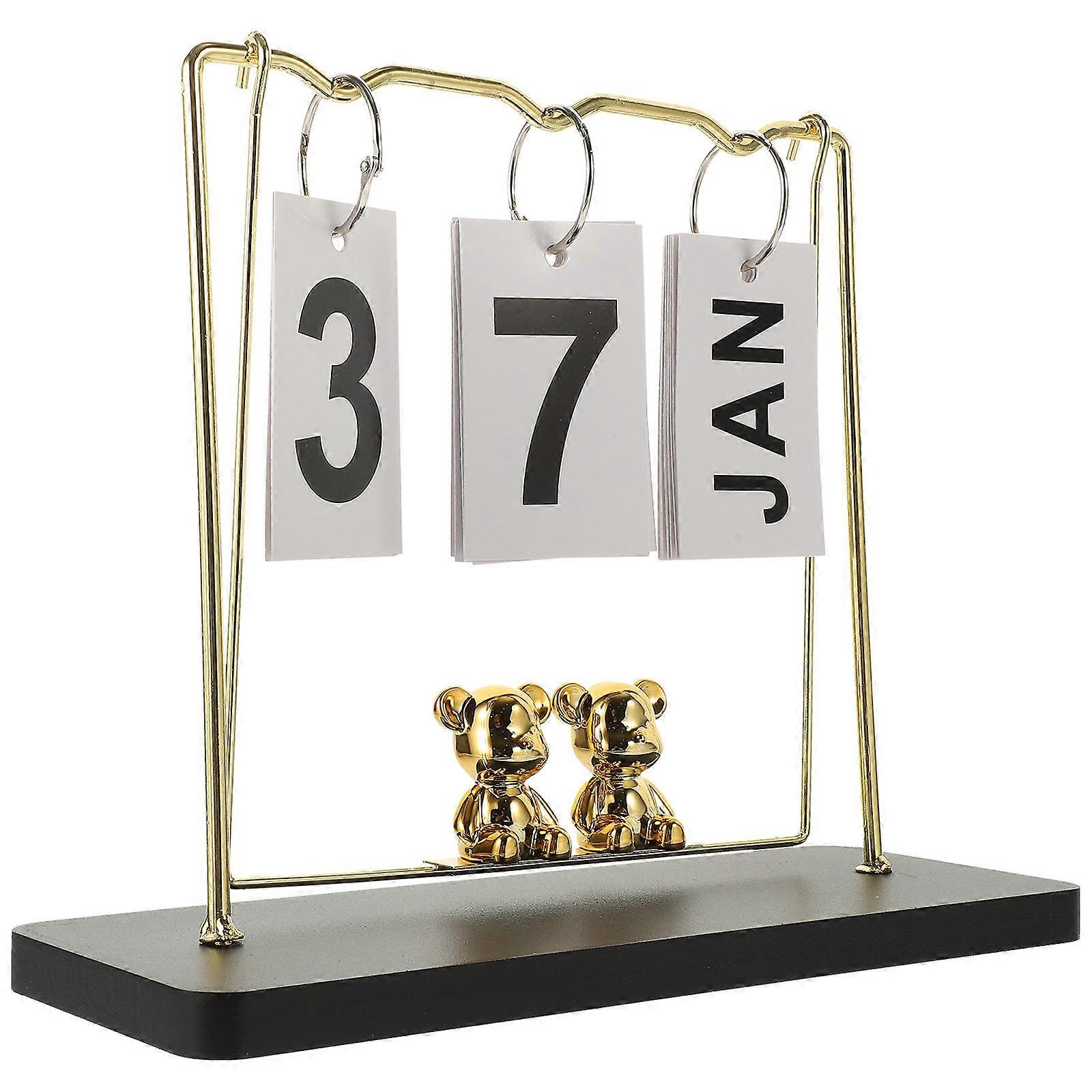 Desk Calendar Wooden Calendar Black Elegant Office Home Table Decor 24x9x19.5cm Reusable 1Pack