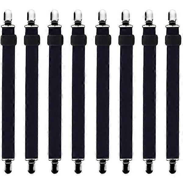 16 pcs - Black Adjustable Bed Sheet Stretchers, Adjustable Elastic Bed Sheet Stretchers