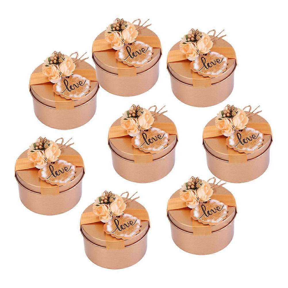 Golden Tinplate Storage Boxes for Wedding with Wrapping 8pcs Perfect for Storage
