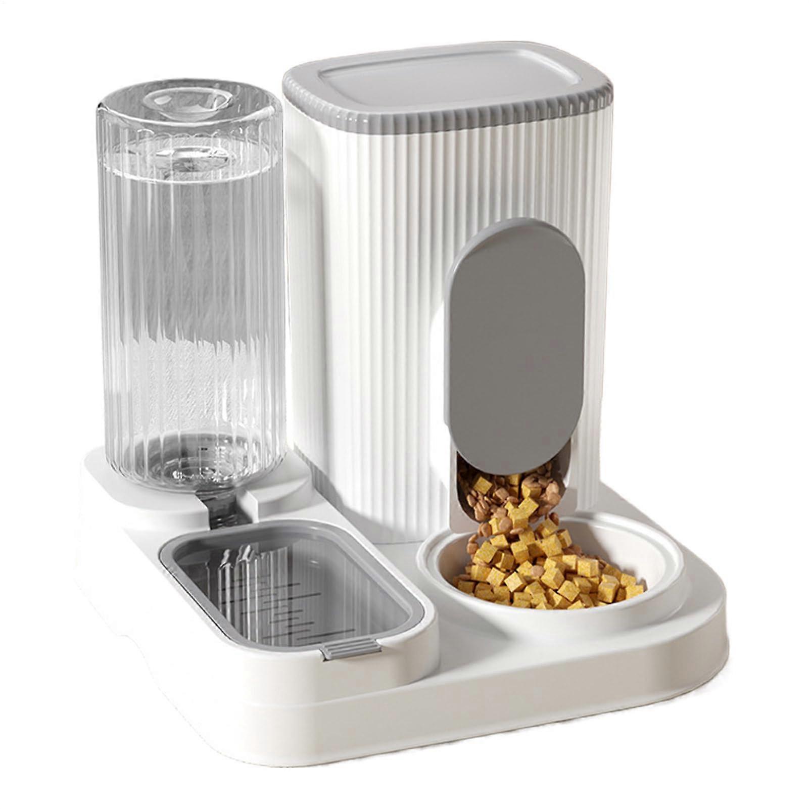 Auto Pet Feeder 2-In-1 Automatic Pet Feeder And Waterer Large Capacity Removable Food Bowl Grey For Puppies And Kittens