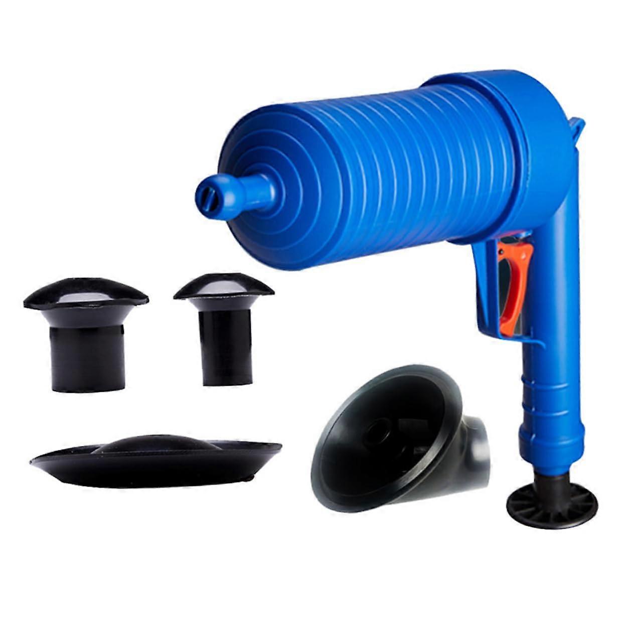Air pressure drain cleaner tool set, pipeline clog remover with suction cups