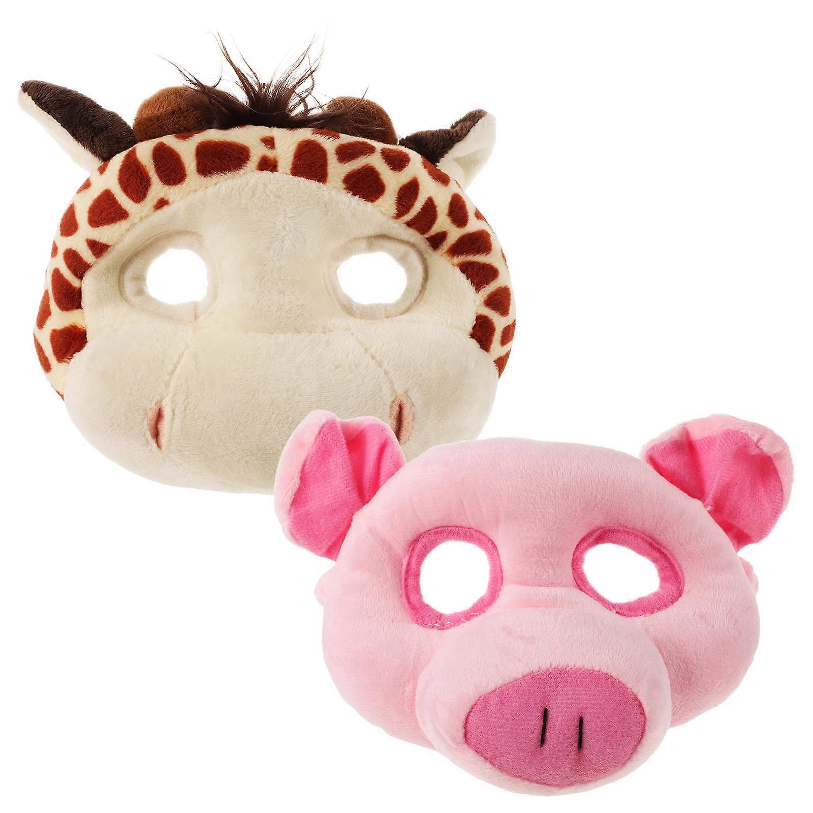 Cosplay Party Masks 2Set Featuring Animal Shape In Assorted Color Suitable For Family Friends Halloween Celebrations