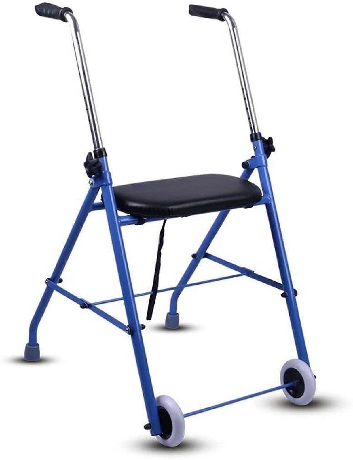 Rollator Walker with Adjustable Height, Aluminum Folding Frame, Comfortable Butterfly Grip, Padded Seat, Rubber Tires