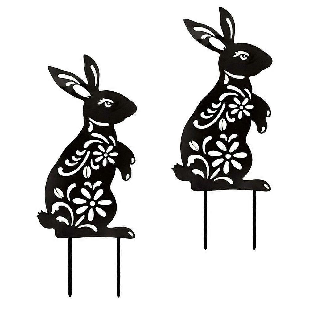 Acrylic Rabbit Garden Stake Decorative Insert for Outdoor Yard Use 2Pcs