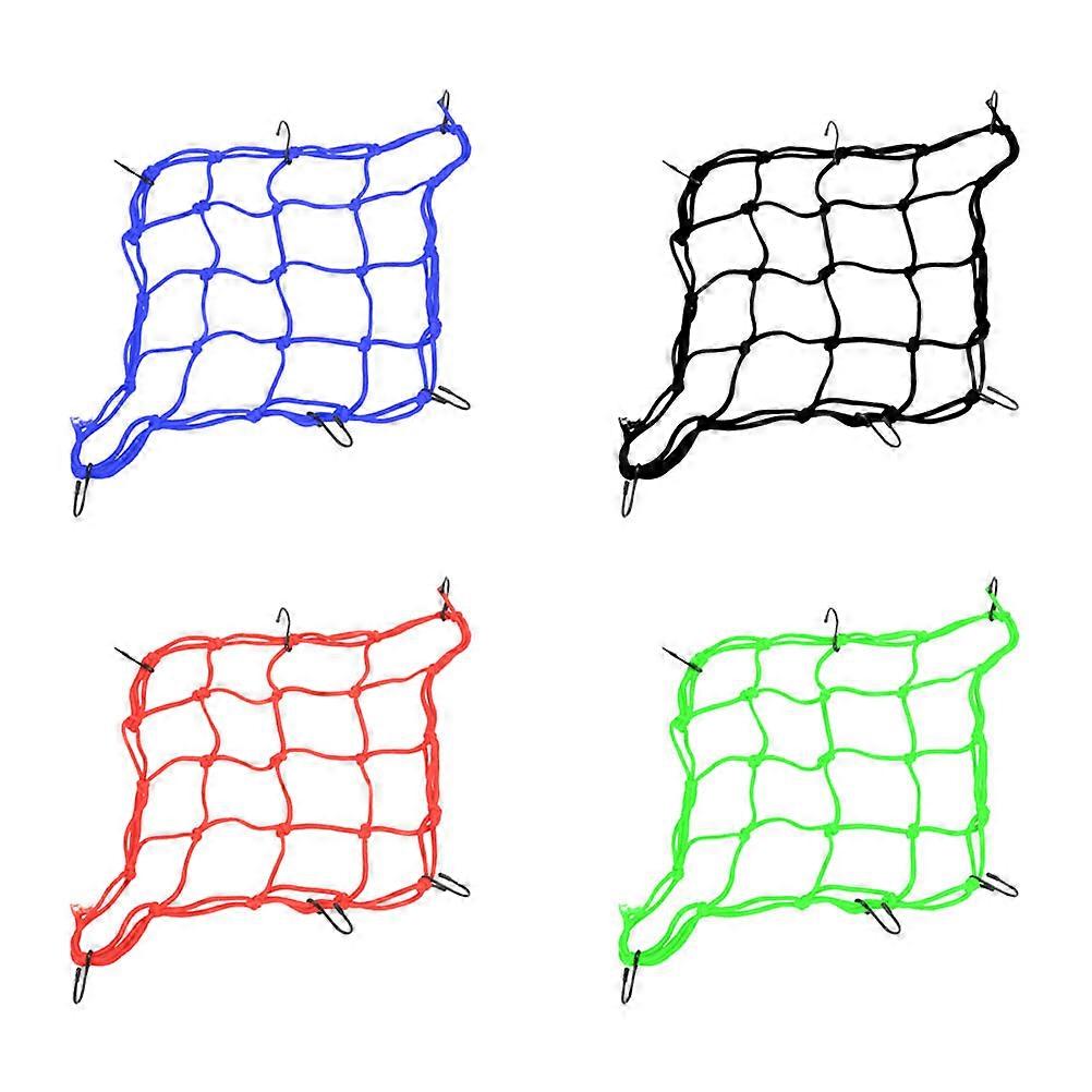 Motorcycle Cargo Net With Six Hooks Ideal For Transportation Of Luggage On Bikes Sized 26X26CM 4Pcs