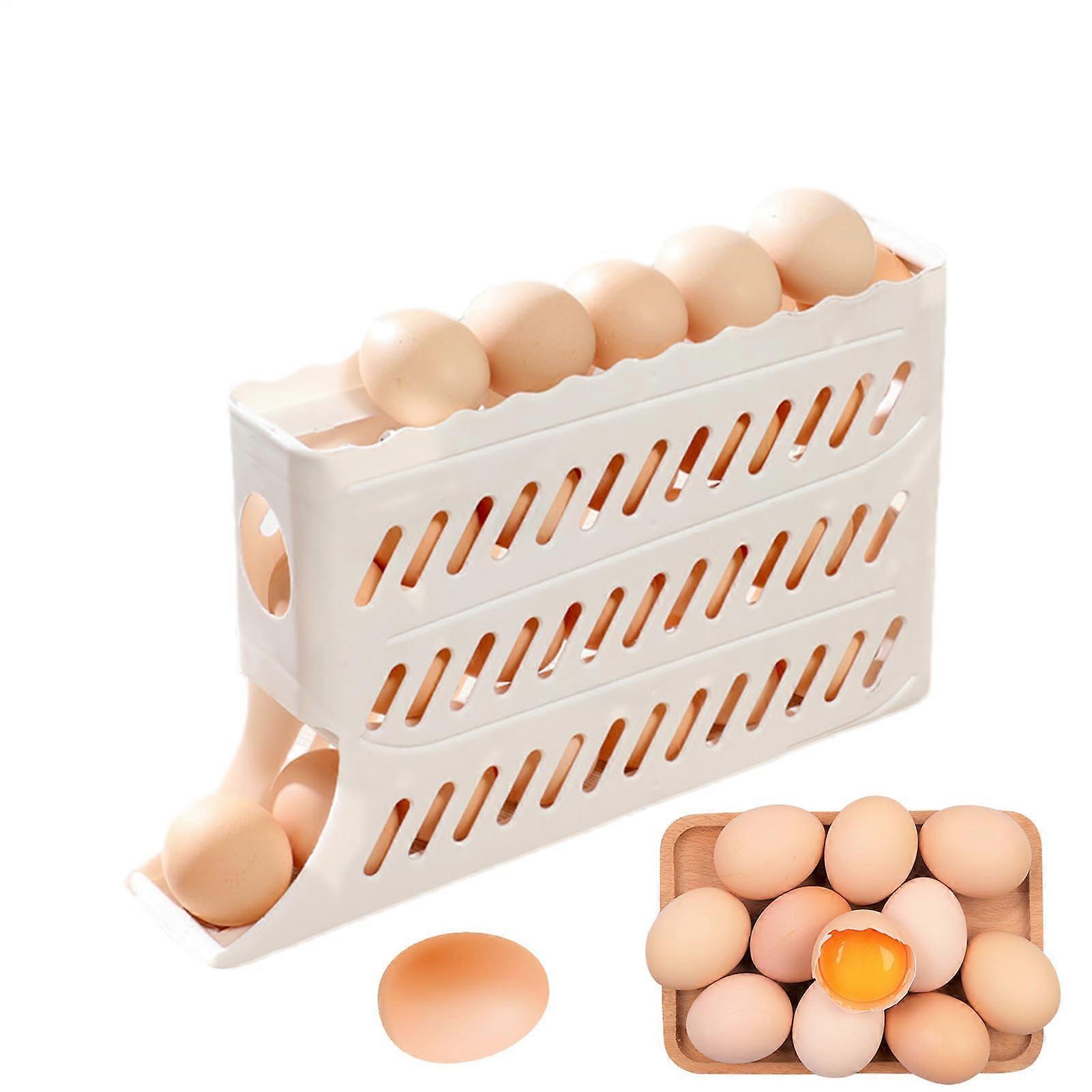 Egg Organizer For Refrigerator And Side Door, 4-Tier Sliding Tray, High Capacity, White Finish