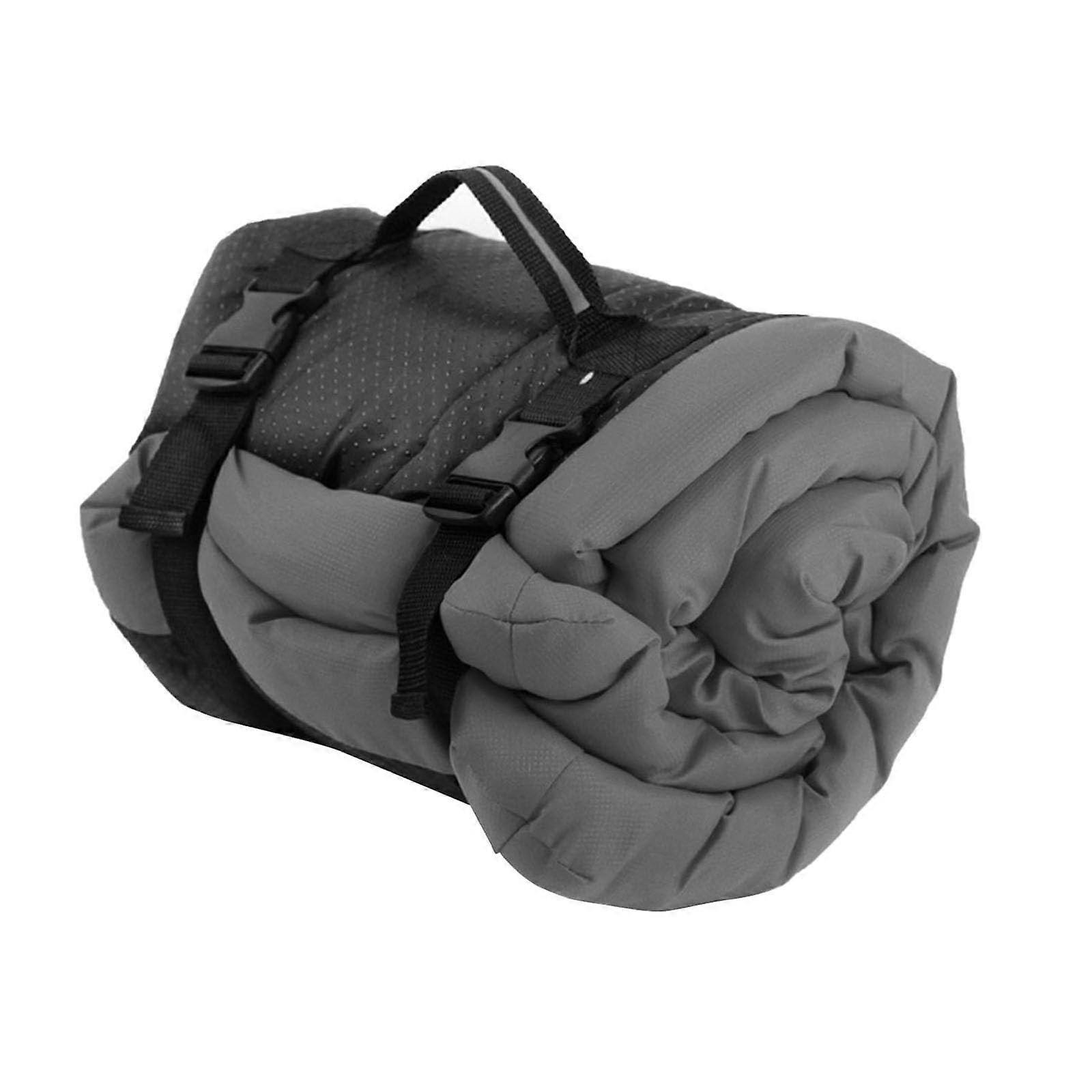 Portable pet sleeping pad, comfortable, thick cushion for dogs, cats, rectangular bed mat for outdoor use, gray.