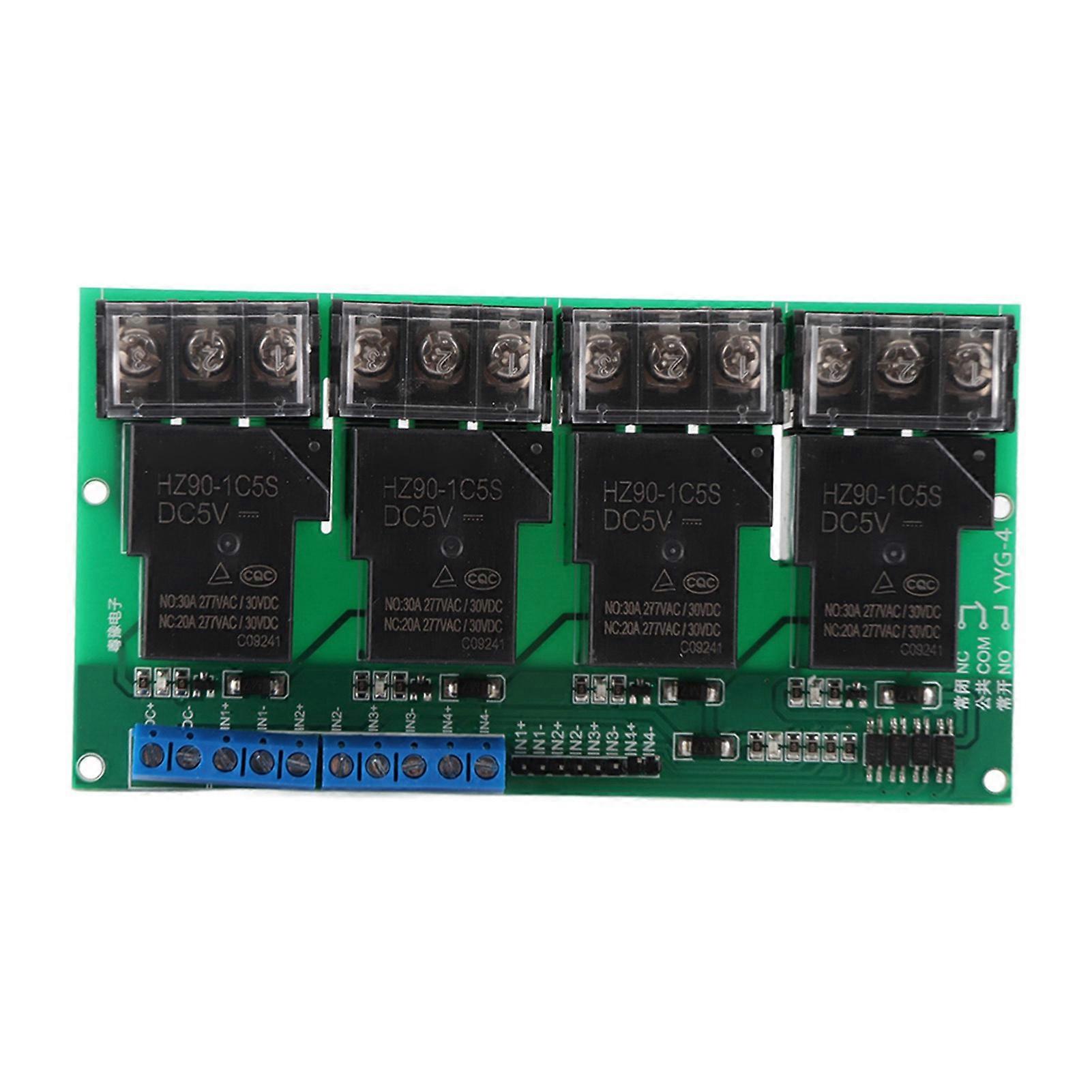 High Power Four Way Relay Module Control Panel Optocoupler Isolation 30A YYG-4 DC5V