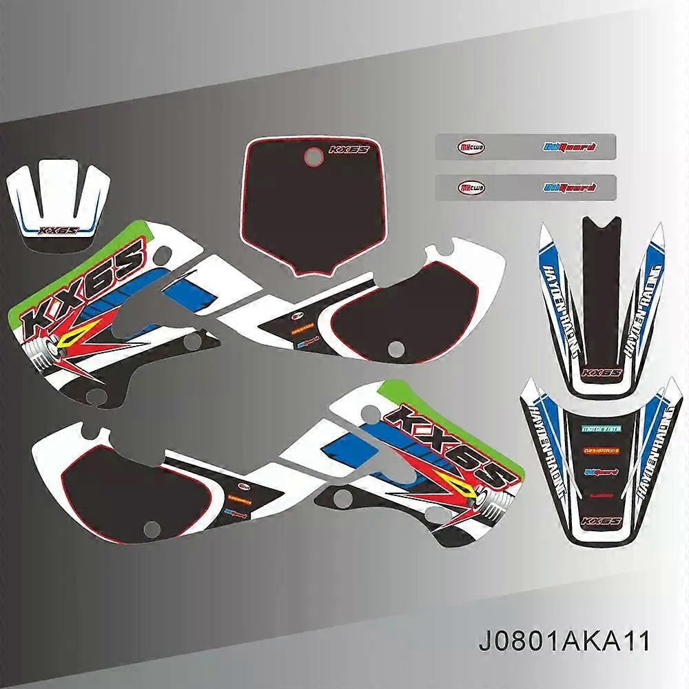 For KAWASAKI KX65 KX 65 2000-2020 Full Graphics Decals Stickers Motorcycle Background Custom Number Name