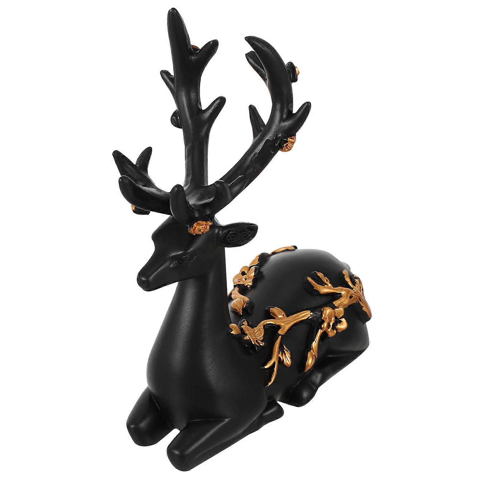 Black Resin Elk Shape Crystal Ball Stand for Decor Small and Fits Various Tables