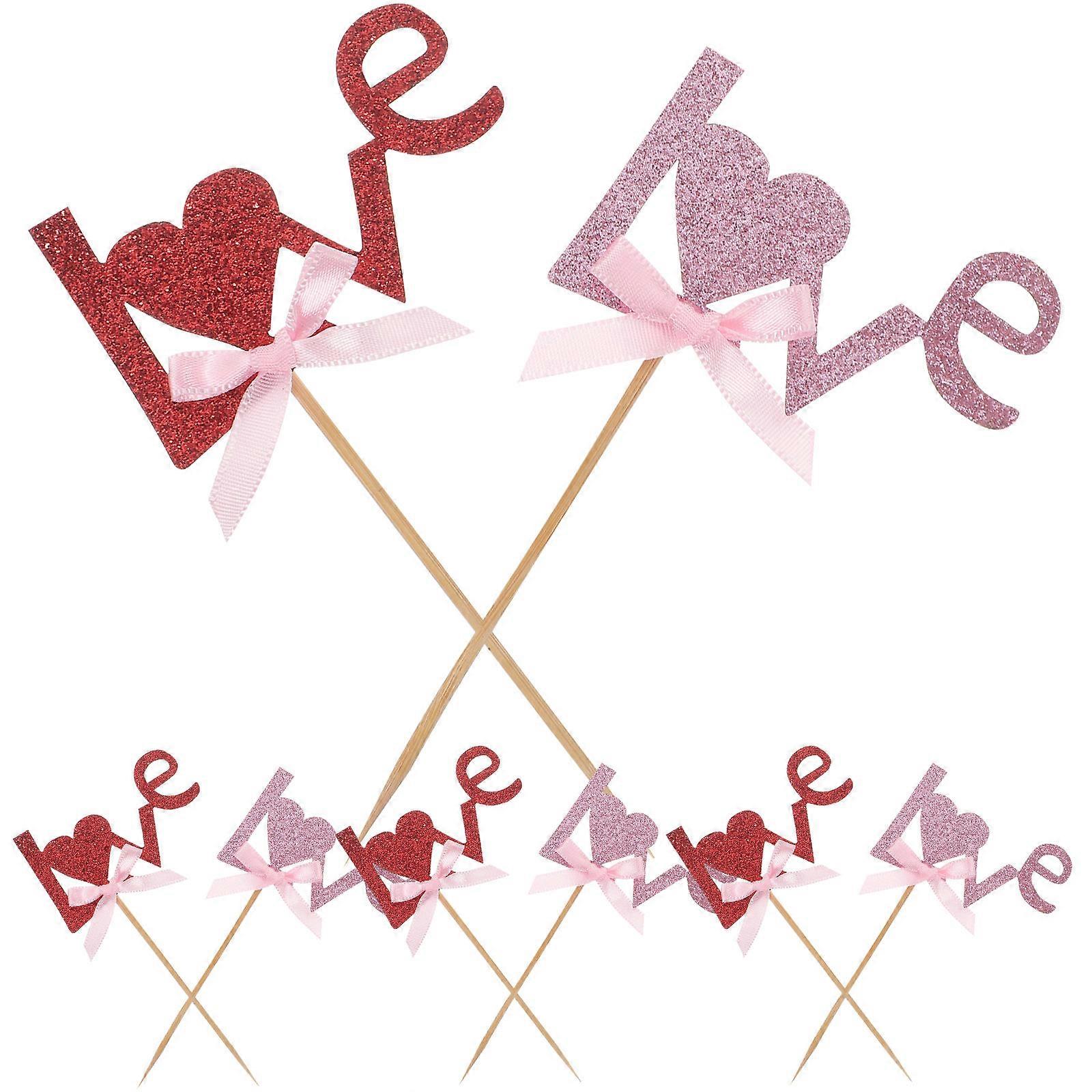 Valentines Day Cake Picks Beautifully Designed Paper Decor for Dessert Cupcake Topper 40 Assorted Color Pieces