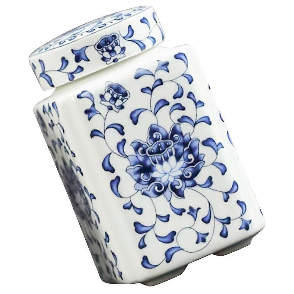 Vintage Style Ceramic Tea Jar with Delicate Print, Multi Function Storage Canister for Loose Tea, Spices & Snacks, Decorative Kitchen Home Accessory