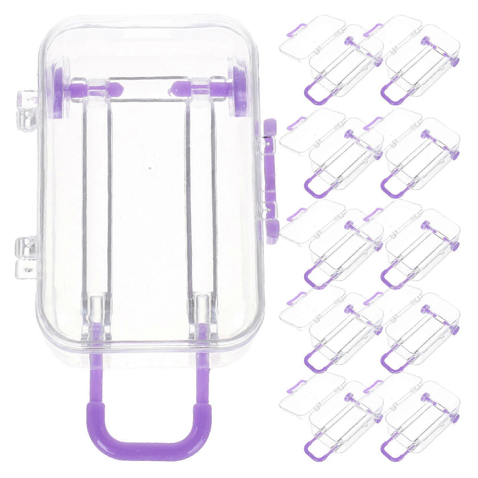 12pcs Mini Plastic Suitcase Favor Boxes Transparent Miniature Candy Storage Containers for Wedding Favors Party Decorations Small Luggage Design