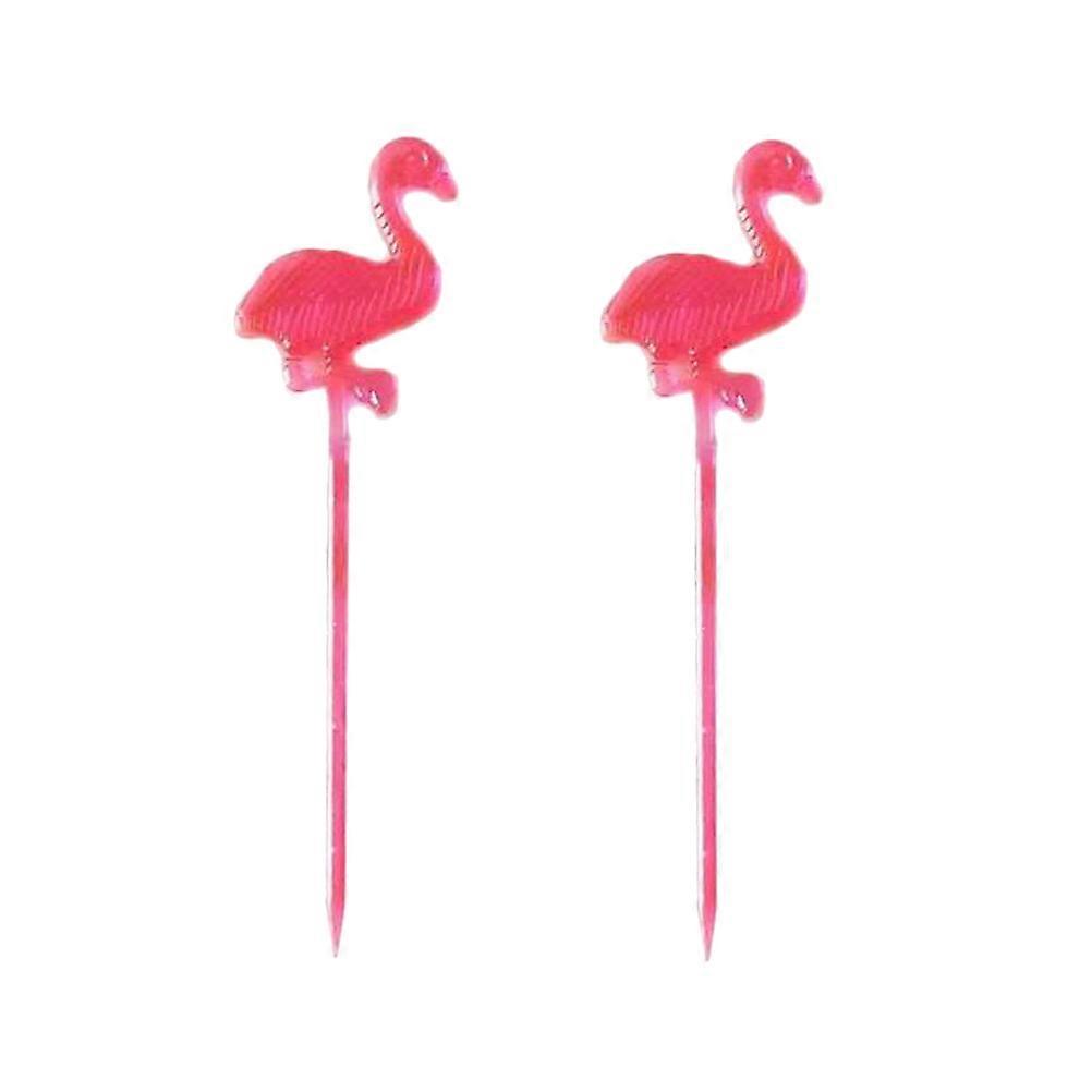 50Pcs Cartoon Flamingo Food Picks For Cupcake Toppers In Rosy Color Perfect For Pastries And Desserts With Long Handle Convenience