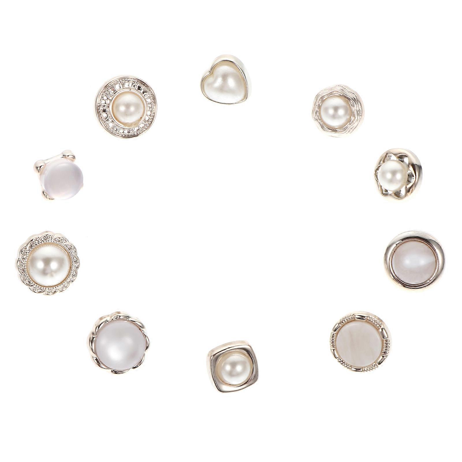 40 Pcs Alloy Pearl Buttons Set For DIY Crafts And Everyday Use In Assorted Color Round Design