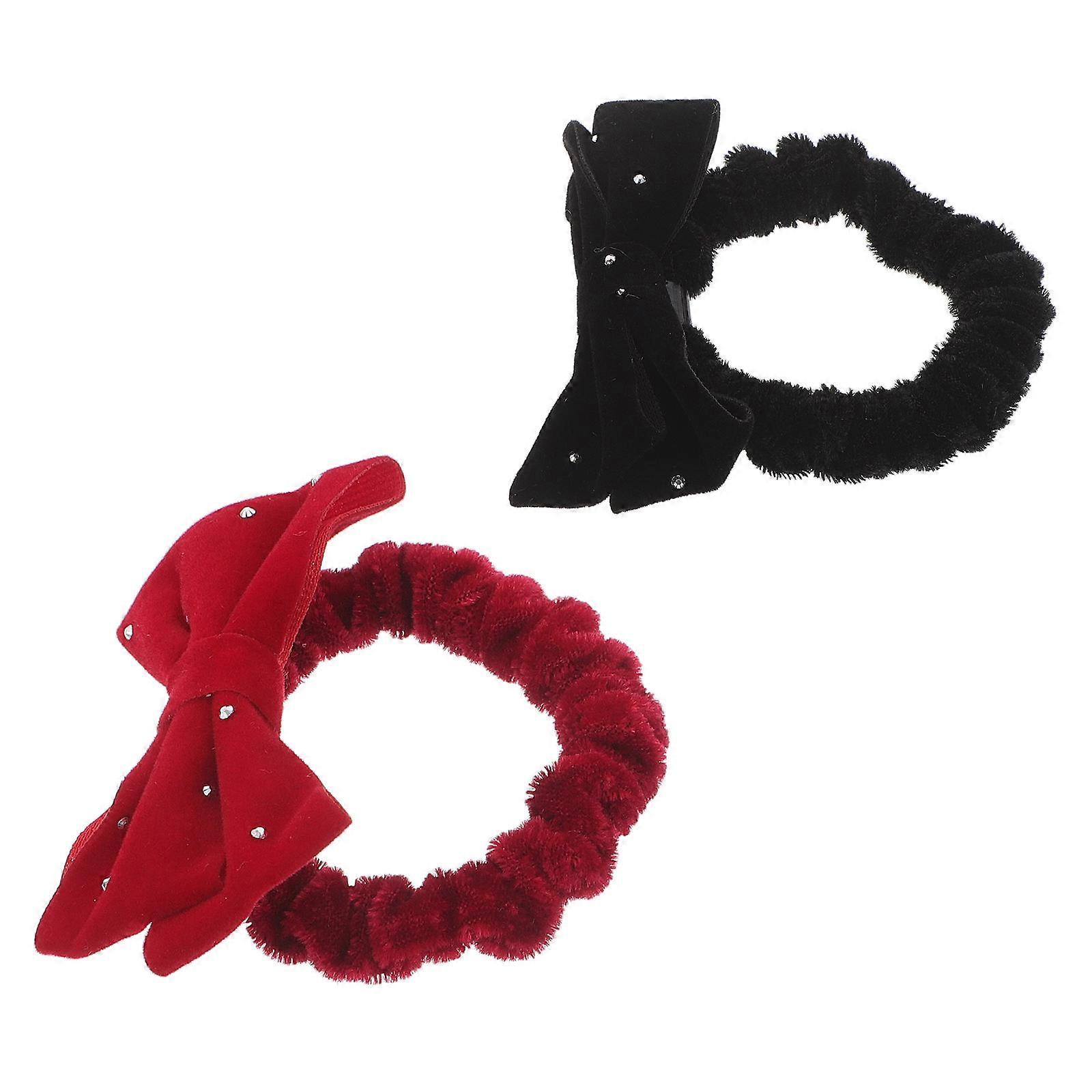 Bowknot Velvet Hair Ties with Dots, Soft Elastic Bands for Ponytails, Easy to Clean, Festive & Daily Use Hair Accessories
