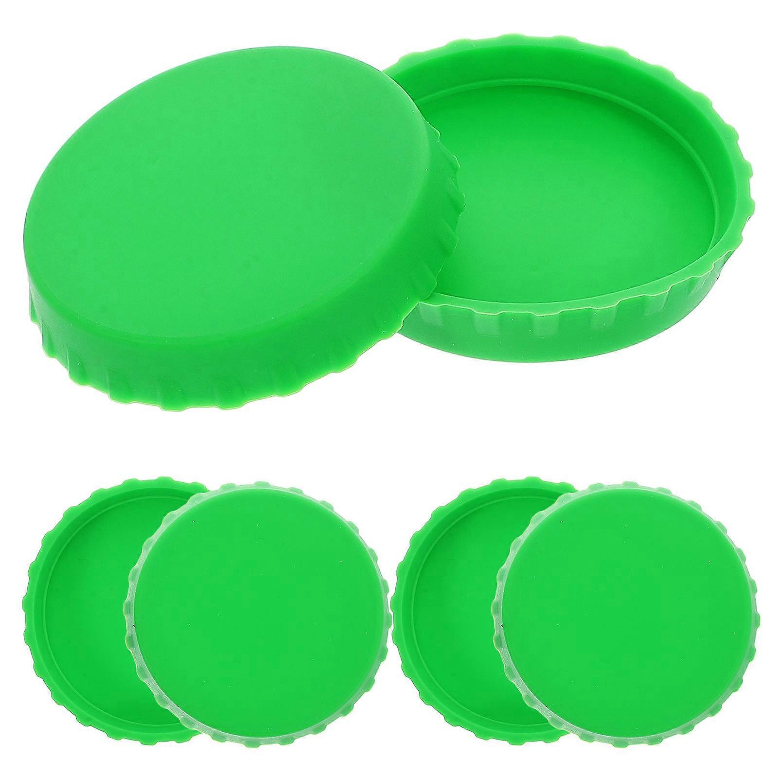 Reusable Silicone Soda Can Lids 6Pcs Leakproof Seal Beverage Covers Fits Standard Size Juice Beer Cans Green