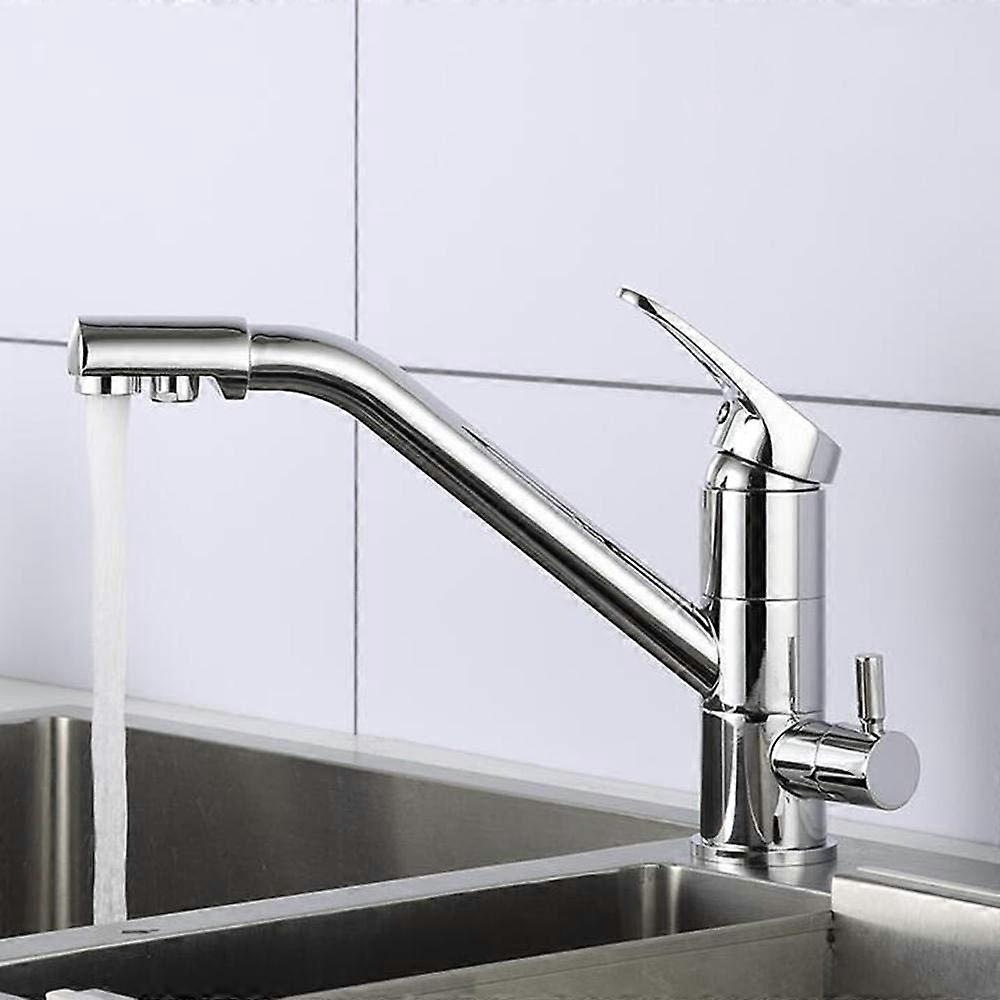 Kitchen Sink Faucet 3 Way Water Filter Brass Direct Drinking Chrome Finish Rotatable Hot And Cold