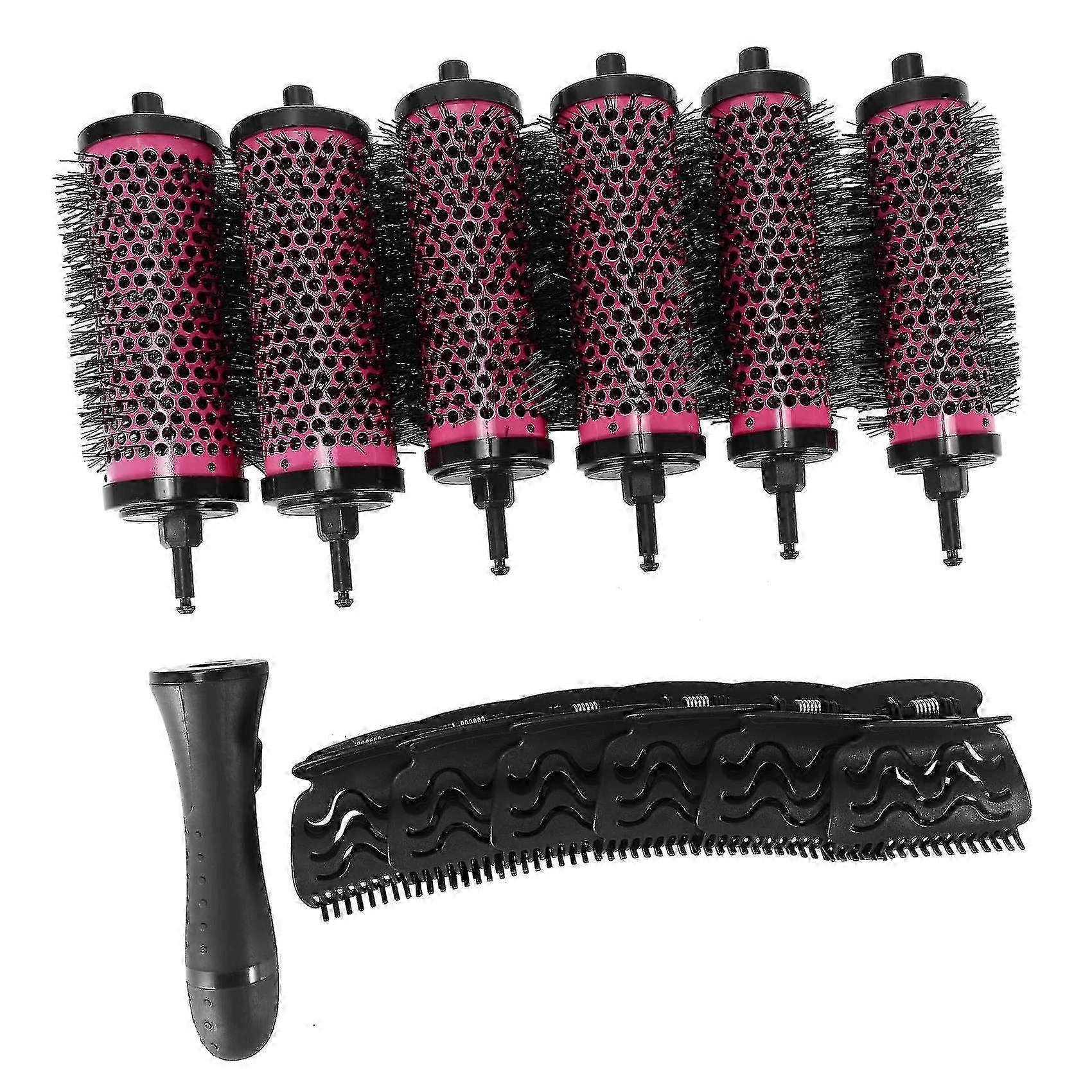 Ceramic Aluminum Hair Roller Brush Set of 6 with Detachable Handle 3 Sizes for Curls Styling Tool with Positioning Clips