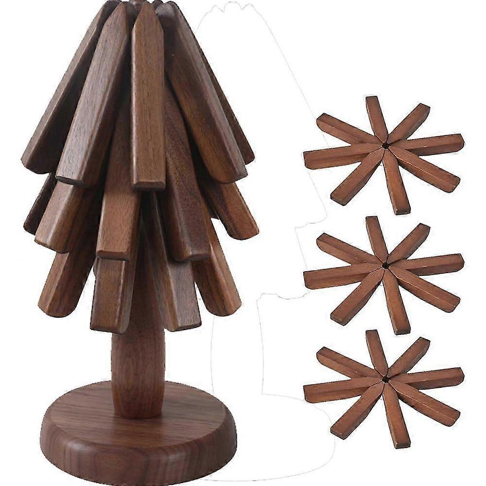 1-pack black walnut pot mat set, solid wood insulation pad, suitable for hot pots and hot plates to prevent scalding and slipping