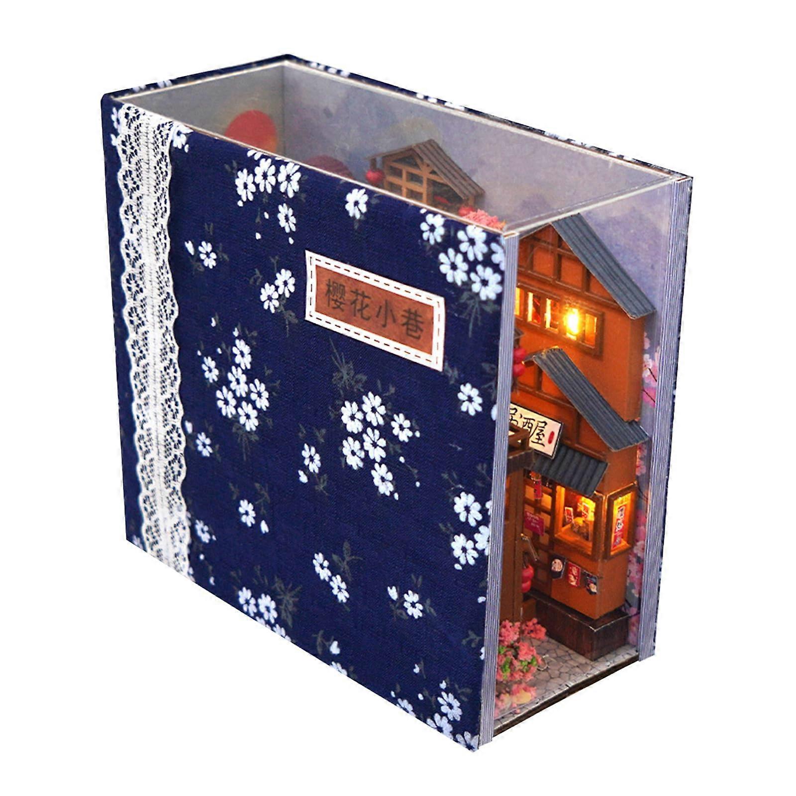 3D Puzzle Dollhouse Kit, Wooden Bookends, DIY Book Nook with LED Light