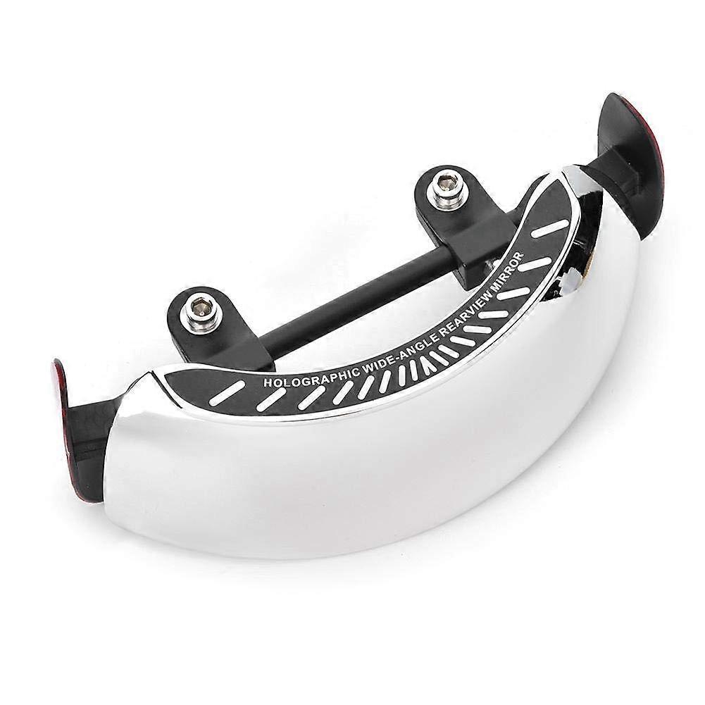 Motorcycle Holographic Rearview Mirror Chrome 180° Ultra Wide Angle Universal Windscreen Mount for Motorcycles