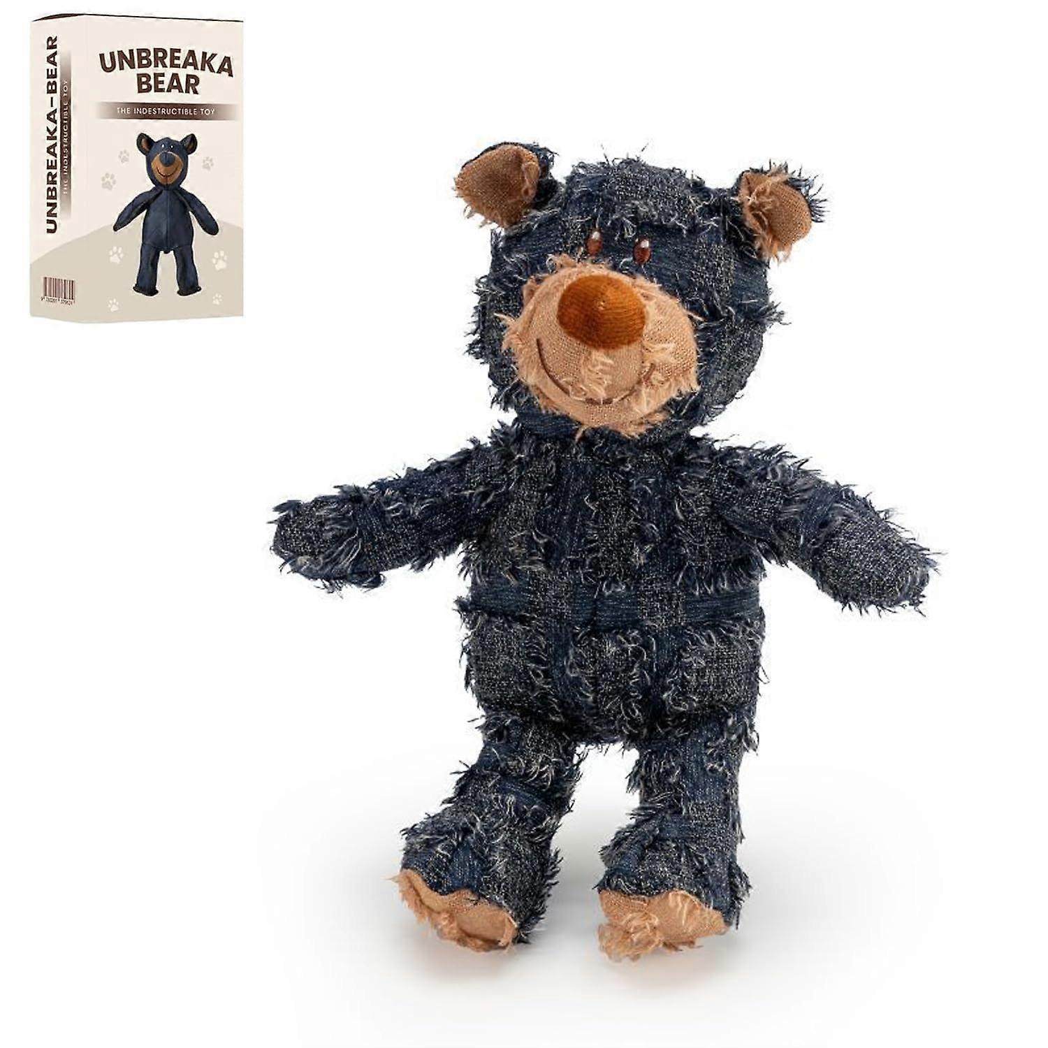 Lettuce Pets Dog Toys Bear Unbreakable Bear Toy For Heavy Chewers No Stuffing Chew Small To Large Dogs Blue