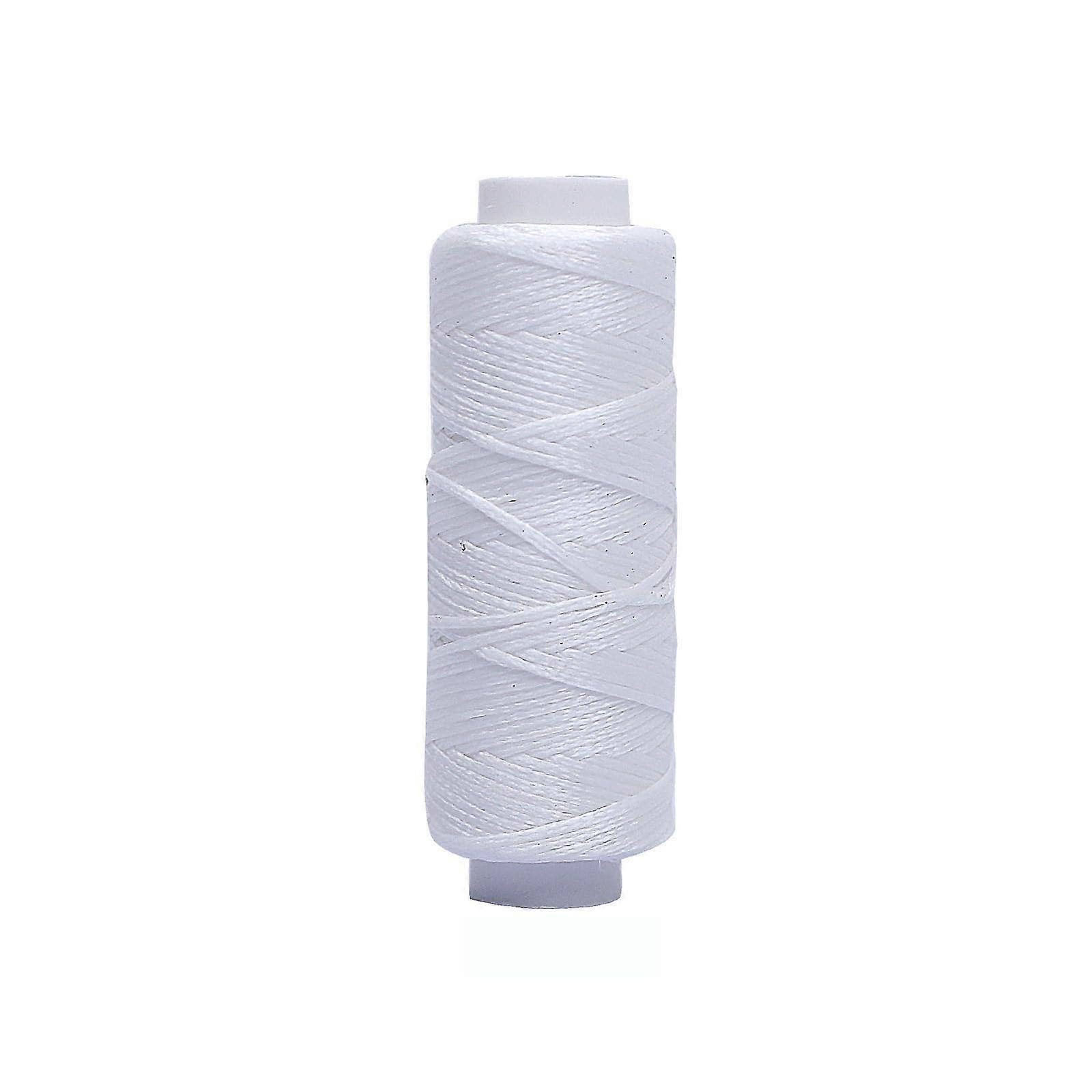 0.8mm x 30m Flat Waxed Cord 4 Rolls White Sewing Thread Polyester Waxed String for Crafting DIY Sewing