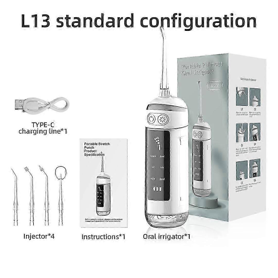 Portable Teeth Cleaner 6-Speed Adjustable Oral Irrigator-White