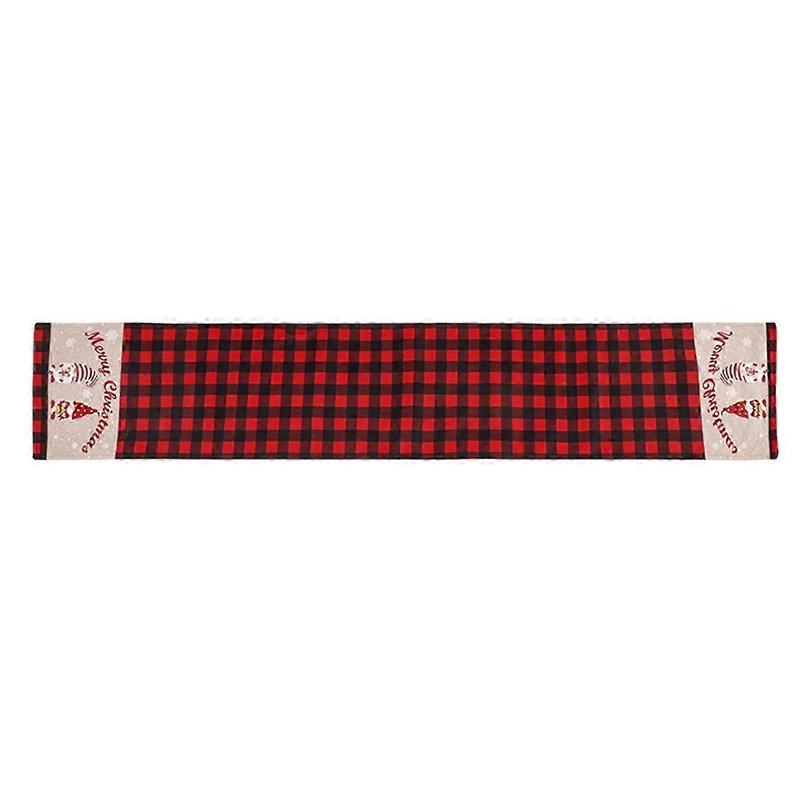 Cosy Christmas Plaid Table Runner with Gnome Design for Festive Decor