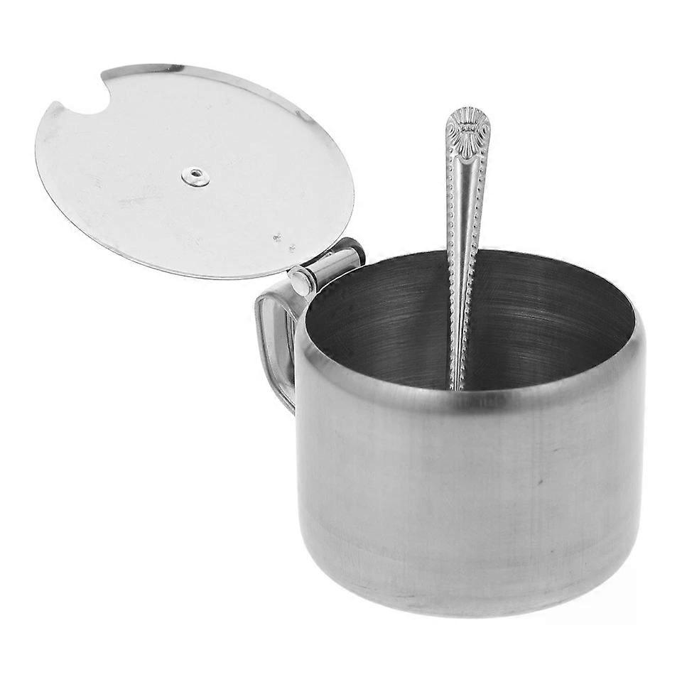 Spice Jar, Stainless Steel Seasoning Condiment Pot with Lid and Spoon for Pepper Salt