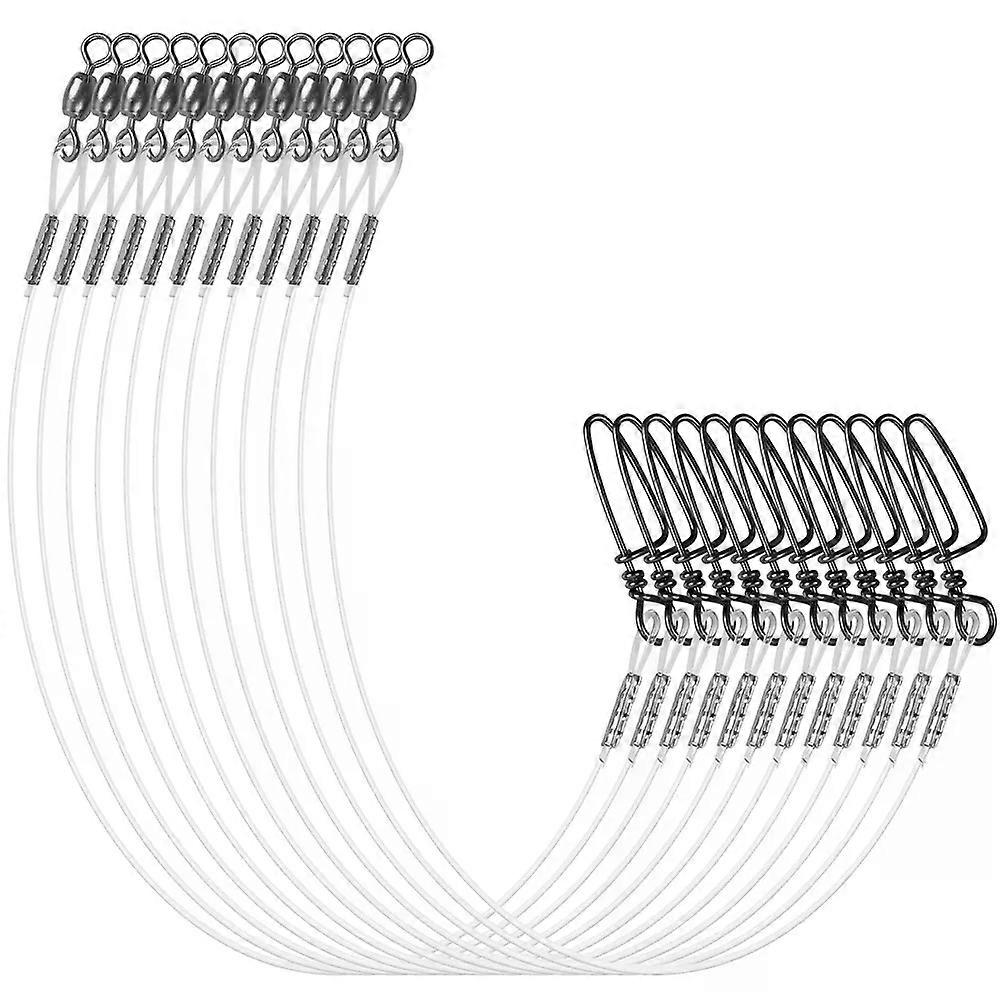 12pcs/24pcs 100% Fluorocarbon Fishing Line Fishing wire leader line with Swivel and Snap for lure Fishing Connector 20-50LB