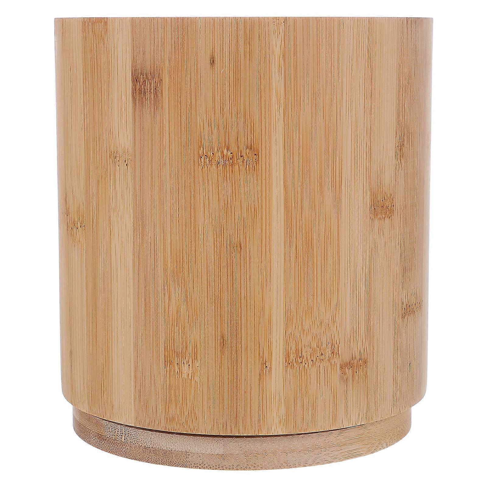 Bamboo Rotating Utensil Holder with Swivel Base Kitchen Organizer for Forks, Spoons, and Spatulas Elegant Countertop Storage