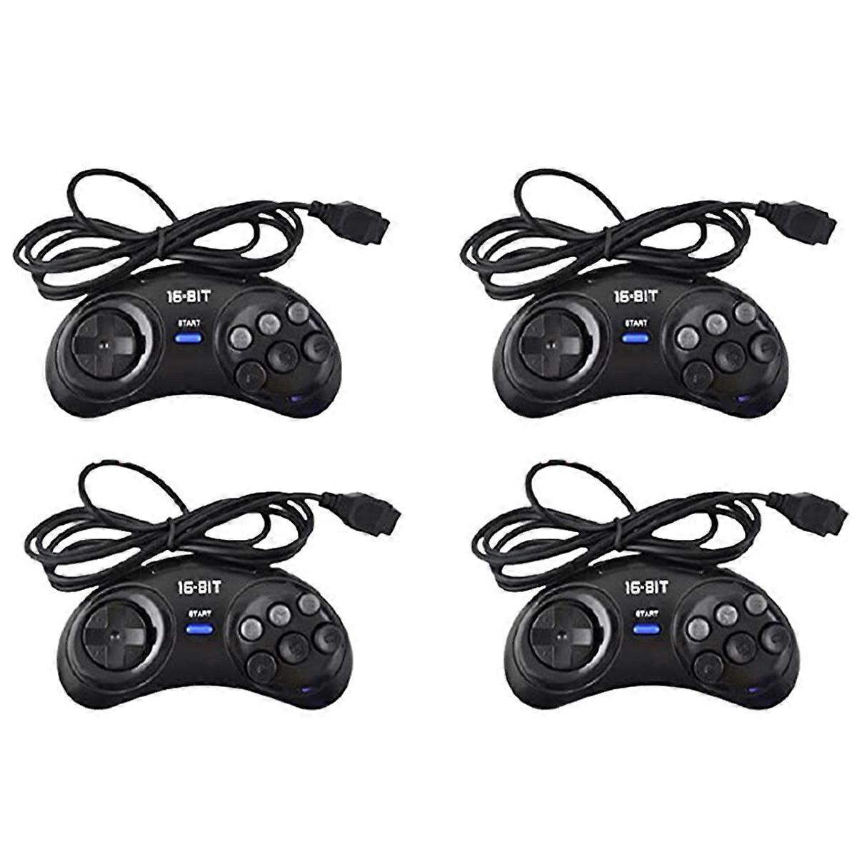 4 Pcs Game Controller for for 16 Bit Handle Controller 6 Button Gamepad for Game Accessories Black