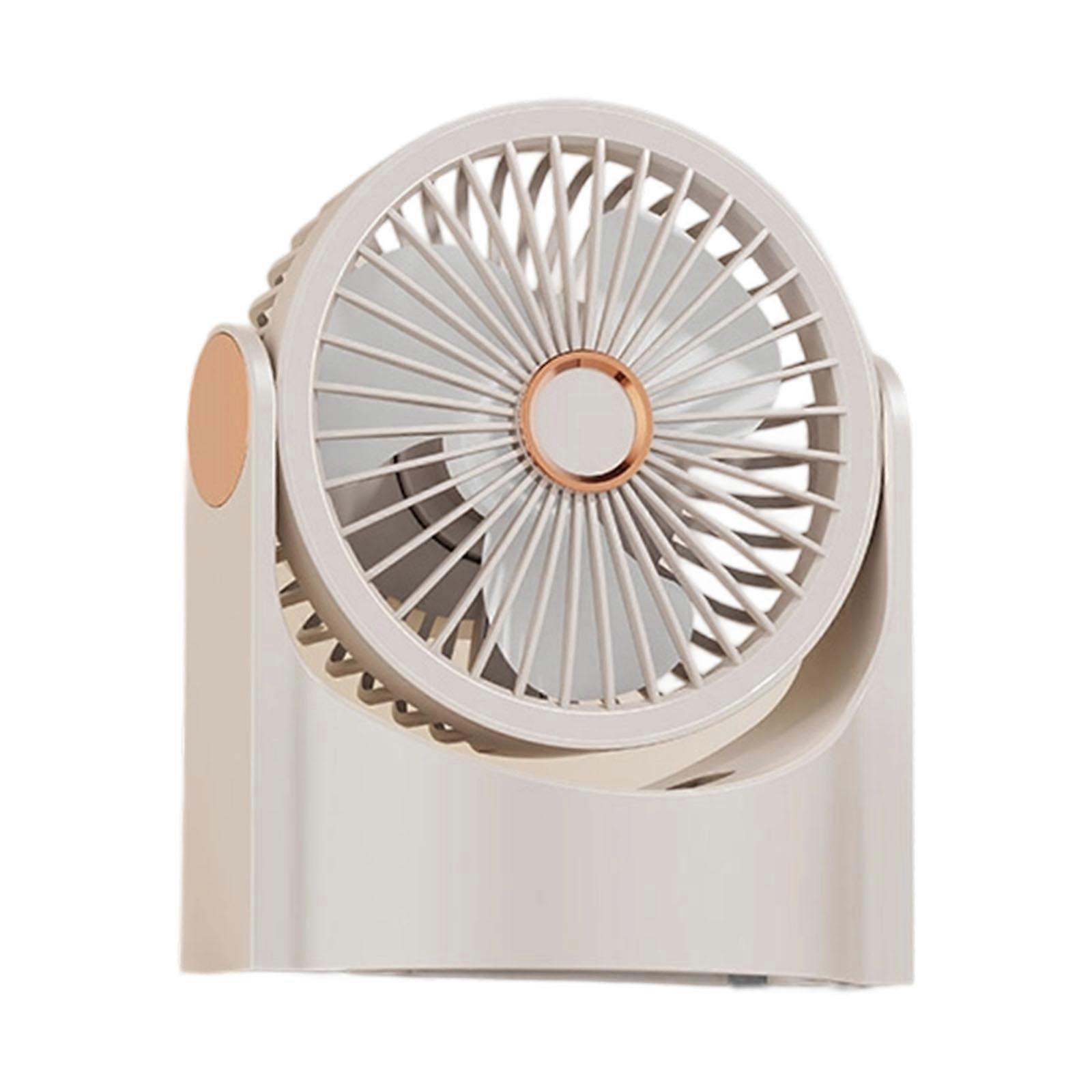 Cooling Desktop Fan with Light Convenient Small Desk Air Circulation Table Fan ABS Texture Suitable for Outdoor Camping  Milk color