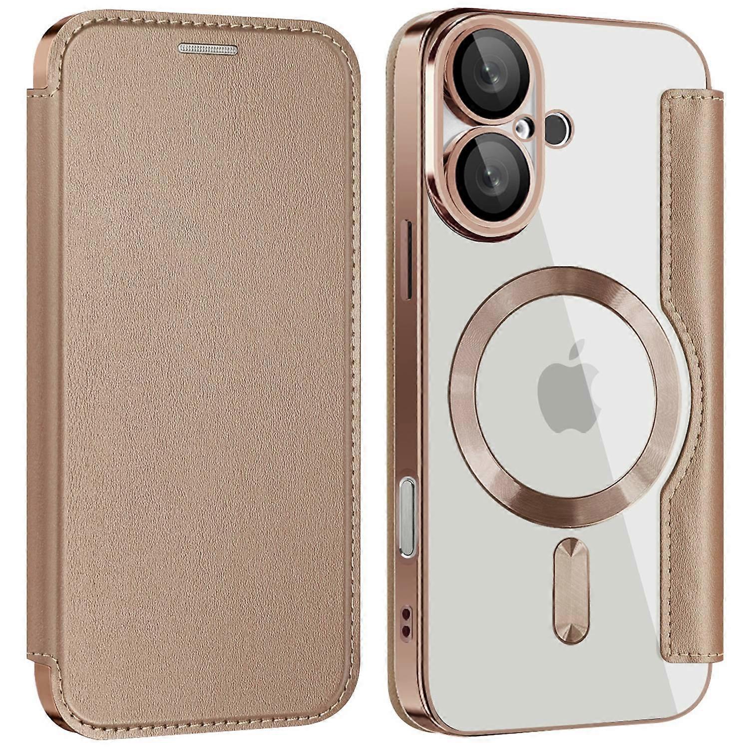 For iPhone 16 Magnetic Case RFID Blocking Leather Phone Cover