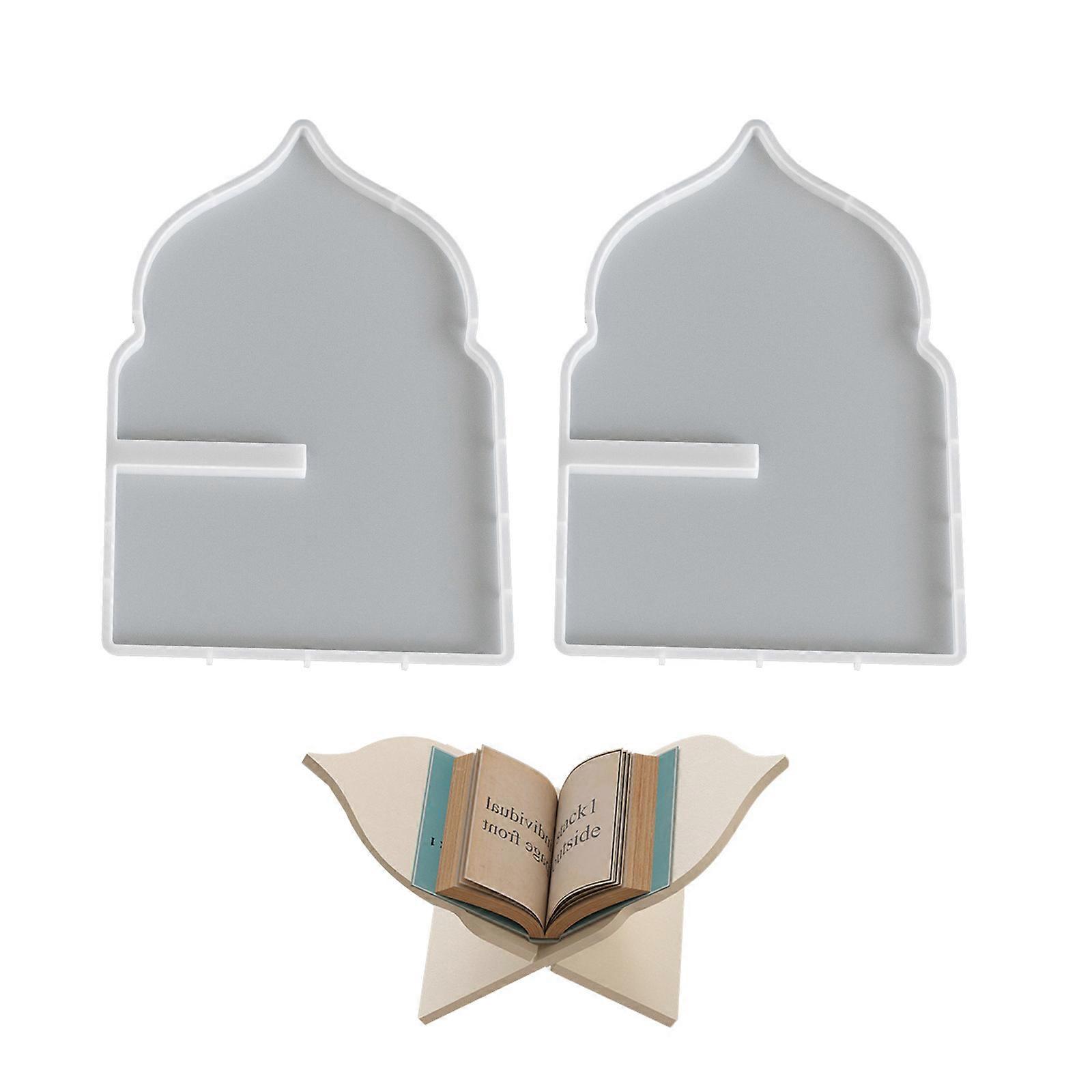 2Pieces Resin Book Shelf Mold Bookstands Hand Making Moulds Silicone Texture Suitable for Crafting and Decorating Multicolor