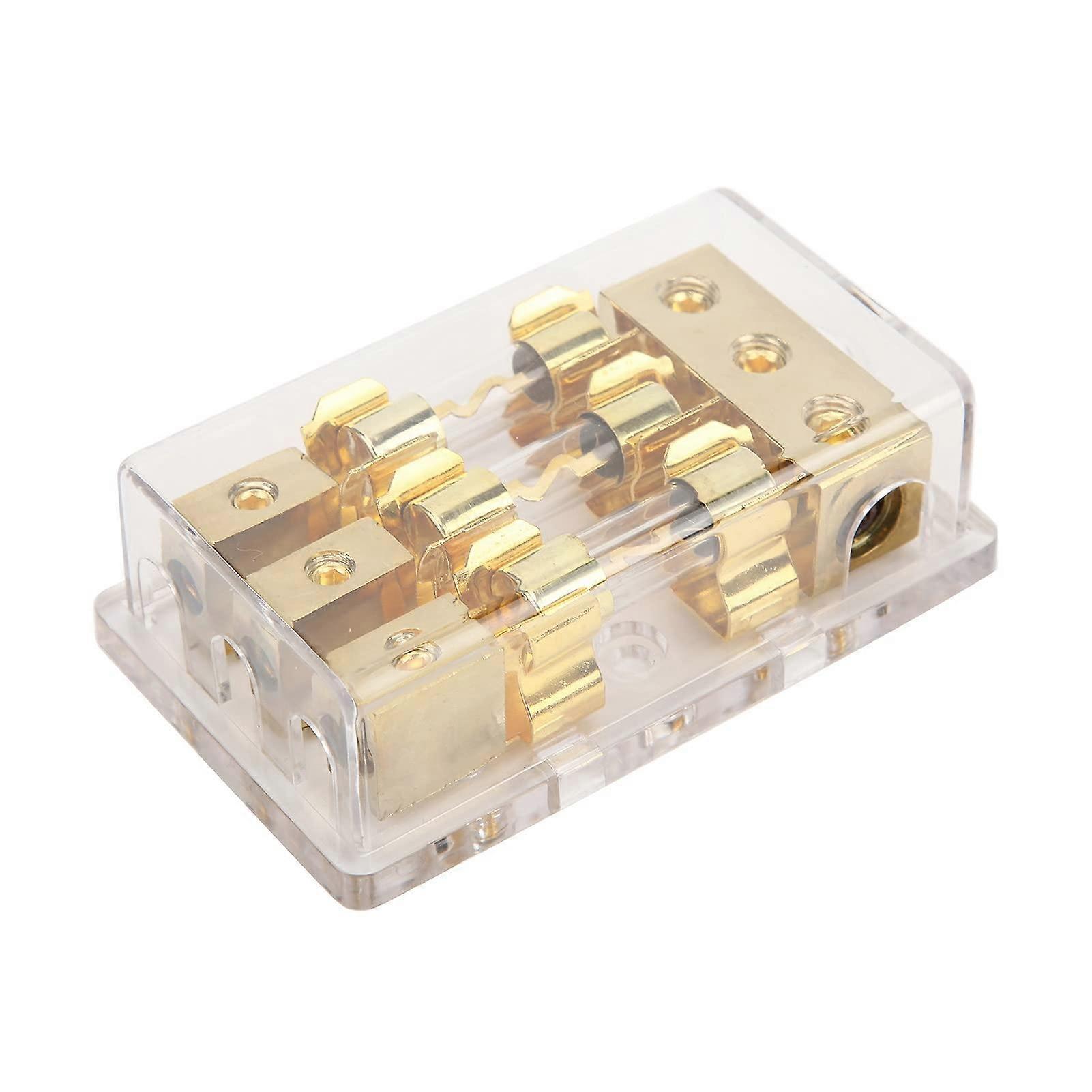 1x0GA Power Distribution Block Fuse Holder 60A for Car Truck Marine Audio, 3x4GA Out, Heavy Duty Compatible