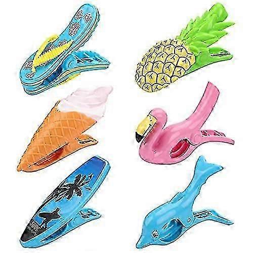 6 Pcs Plastic Beach & Laundry Towel Clips