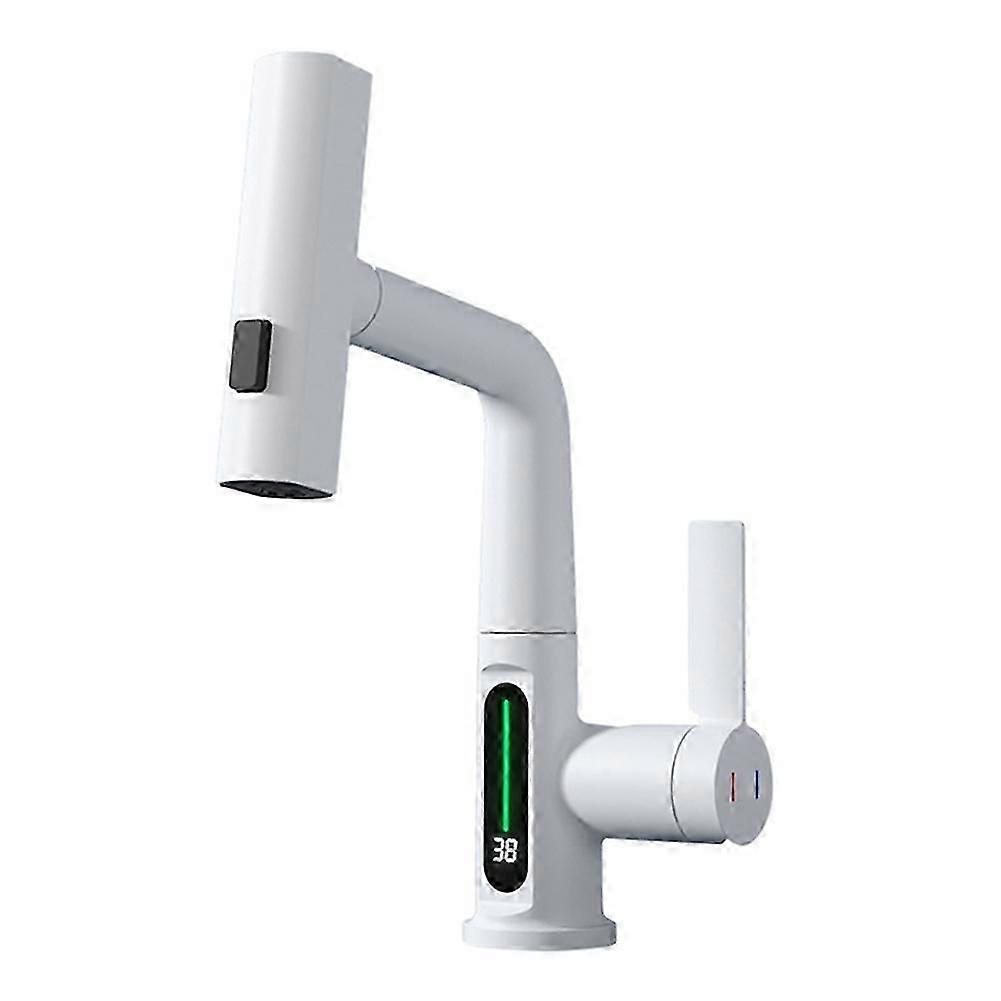 Pull out digital display faucet with waterfall spout for kitchen sink