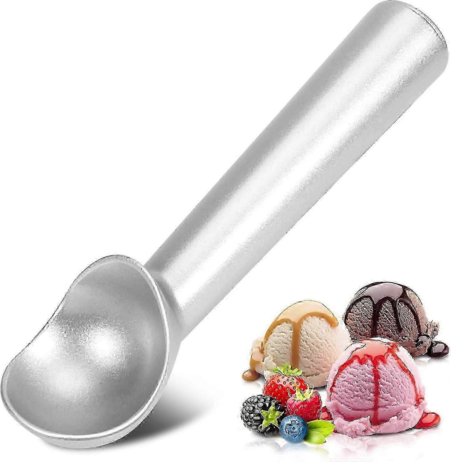 Ice Cream Scoop,7 Inches Nonstick Anti-freeze One Piece Aluminum Scooper Spoon, Heavy Duty Durable Design, For Gelato, Cookie Dough, Sorbet (silver)