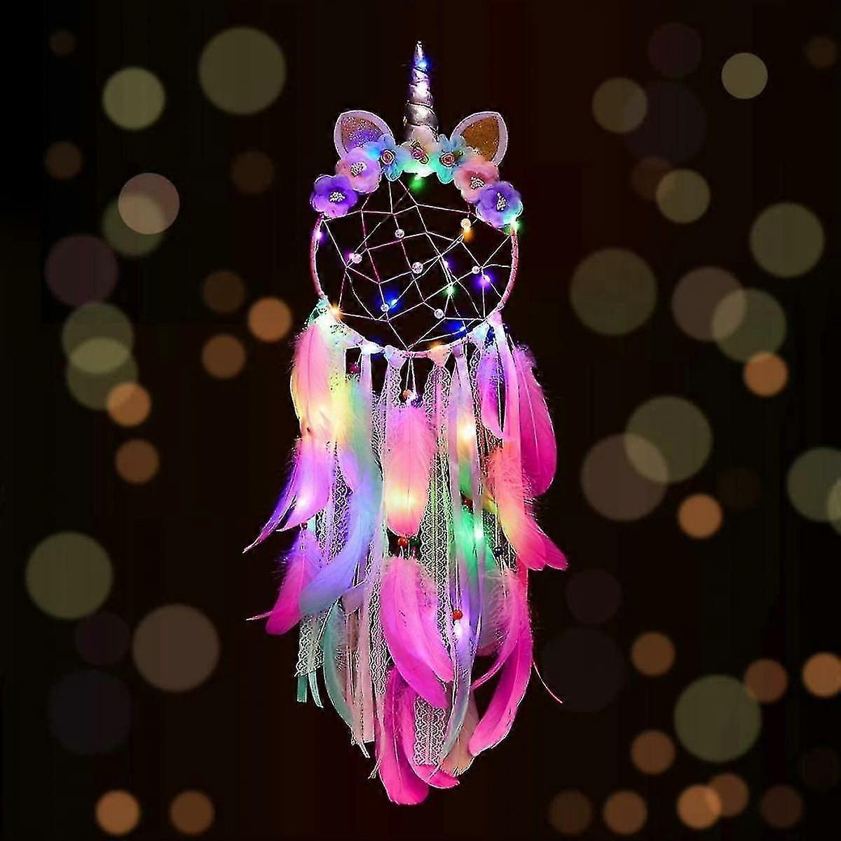 Colorful LED Dream Catcher for Bedroom Wall Decor