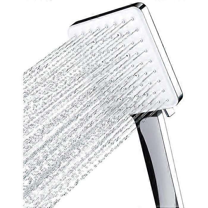 High Pressure Shower Head with 6 Shower Modes, Large Square Shower Head with One-Hand Control, Chrome