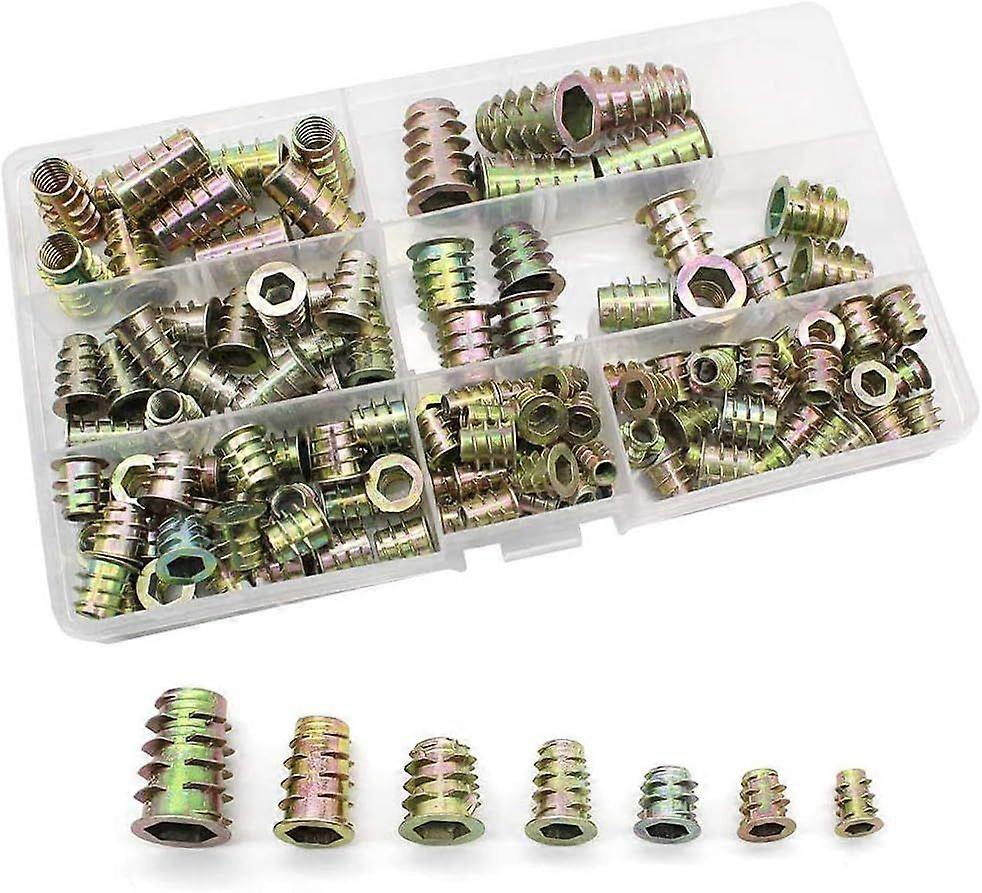 Ternel,100Pcs Zinc Alloy Hexagon Nuts Assortment M4 M5 M6 M8 M10 Threaded Insert