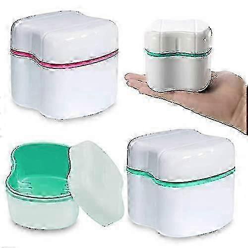 Denture Bath Case Cup 2-pack Dentures Box Compatible With Dentures, Clear Braces, Mouth Gu