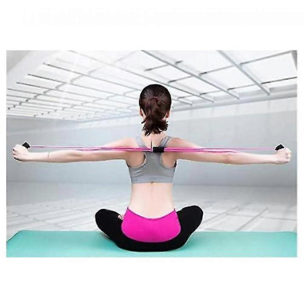 A Set Of Two Figure Eight Latex Tensioners Open Shoulder Arm Elastic Rope Home(Pink)